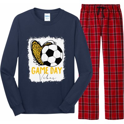 Soccer Game Day Vibes Leopard Soccer Mom Game Day Long Sleeve Pajama Set