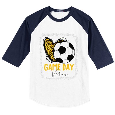 Soccer Game Day Vibes Leopard Soccer Mom Game Day Baseball Sleeve Shirt