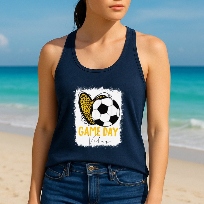 Soccer Game Day Vibes Leopard Soccer Mom Game Day Womens Tank Top