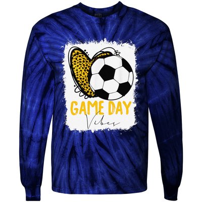 Soccer Game Day Vibes Leopard Soccer Mom Game Day Tie-Dye Long Sleeve Shirt