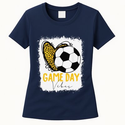 Soccer Game Day Vibes Leopard Soccer Mom Game Day Womens T-Shirt