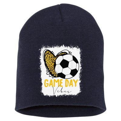 Soccer Game Day Vibes Leopard Soccer Mom Game Day Short Acrylic Beanie