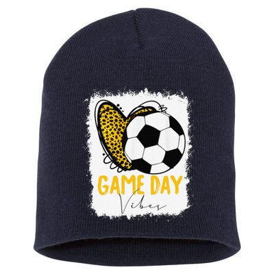 Soccer Game Day Vibes Leopard Soccer Mom Game Day Short Acrylic Beanie