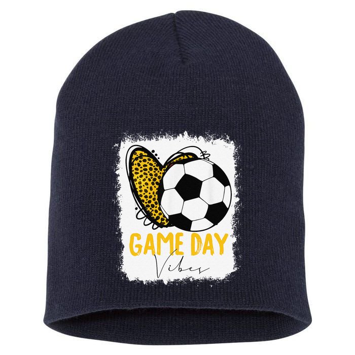 Soccer Game Day Vibes Leopard Soccer Mom Game Day Short Acrylic Beanie