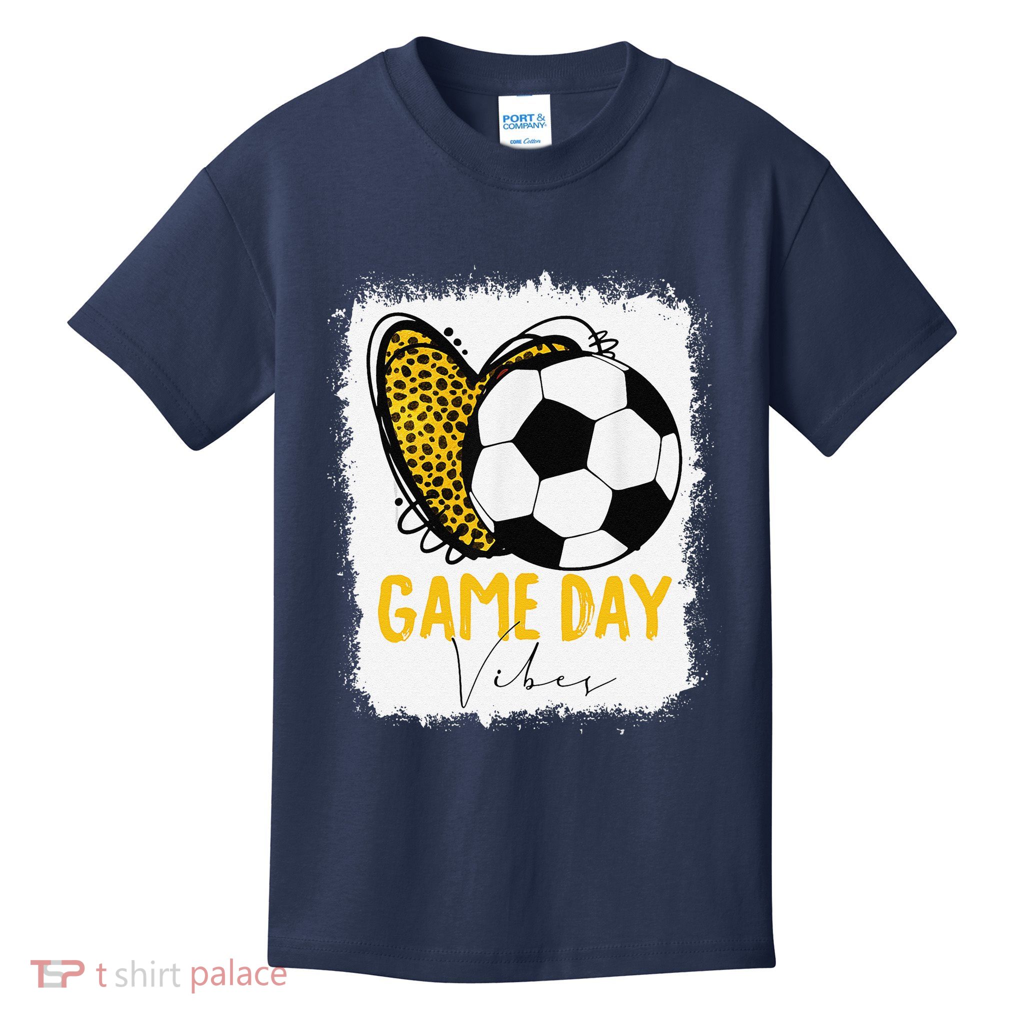 Soccer Game Day Vibes Leopard Soccer Mom Game Day Kids T-Shirt