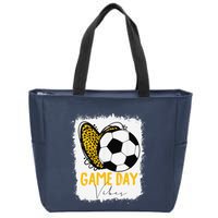 Soccer Game Day Vibes Leopard Soccer Mom Game Day Zip Tote Bag