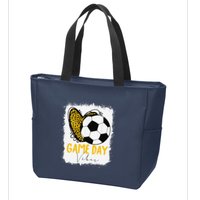 Soccer Game Day Vibes Leopard Soccer Mom Game Day Zip Tote Bag