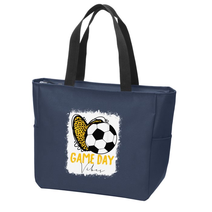 Soccer Game Day Vibes Leopard Soccer Mom Game Day Zip Tote Bag