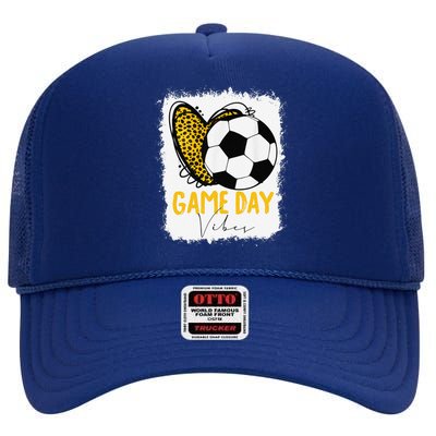 Soccer Game Day Vibes Leopard Soccer Mom Game Day High Crown Mesh Back Trucker Hat