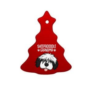 Sheepadoodle Grandma Dog Grandmother Mothers Day Ceramic Tree Ornament