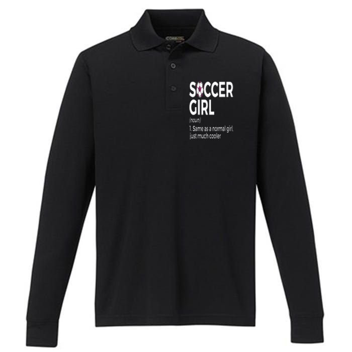 Soccer Girl Definition Performance Long Sleeve Polo