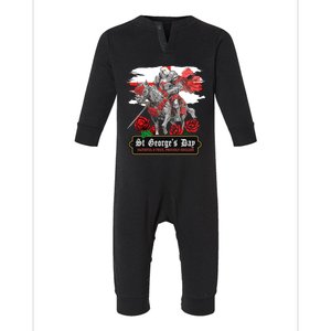 St Georges Day British Bulldog Idea And English Flag Gift Infant Fleece One Piece