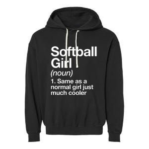 Softball Girl Definition Funny Garment-Dyed Fleece Hoodie