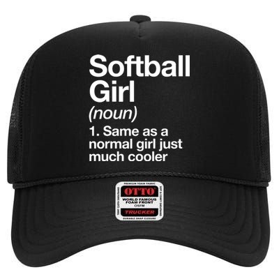 Softball Girl Definition Funny High Crown Mesh Back Trucker Hat