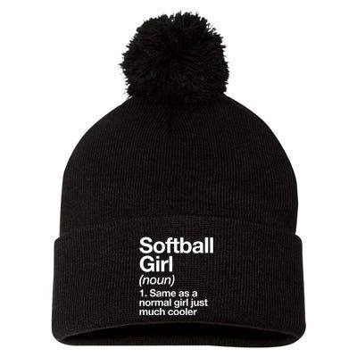 Softball Girl Definition Funny Pom Pom 12in Knit Beanie