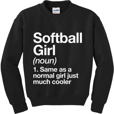 Softball Girl Definition Funny Kids Sweatshirt