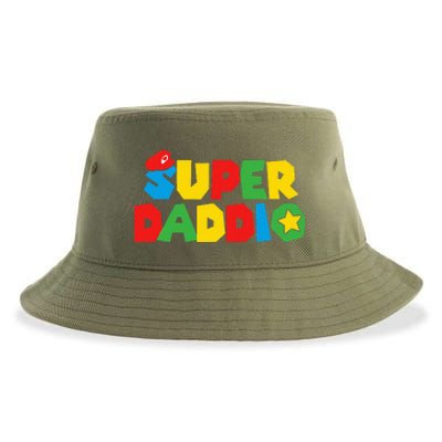 Super Gamer Dad Unleashed Celebrating Fatherly Powers Sustainable Bucket Hat