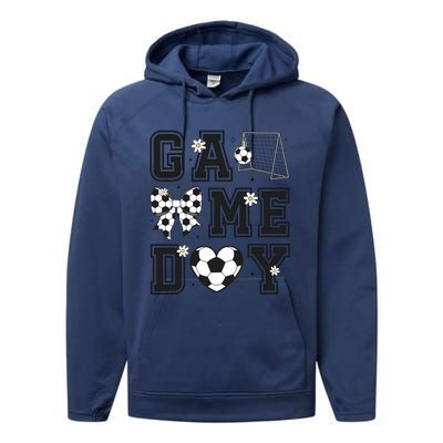 Soccer Game Day Coquette Bow Performance Fleece Hoodie