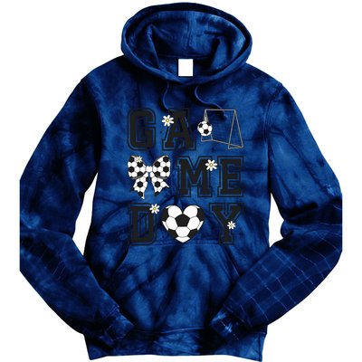 Soccer Game Day Coquette Bow Tie Dye Hoodie