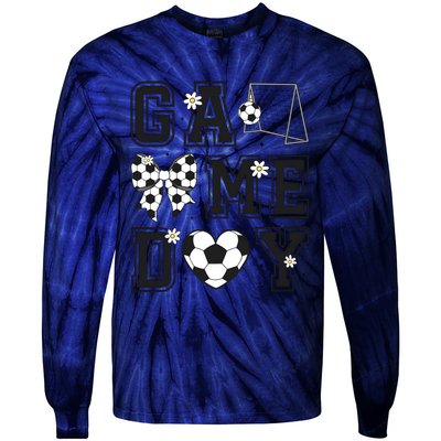 Soccer Game Day Coquette Bow Tie-Dye Long Sleeve Shirt