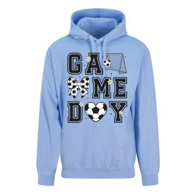 Soccer Game Day Coquette Bow Unisex Surf Hoodie