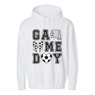 Soccer Game Day Coquette Bow Garment-Dyed Fleece Hoodie