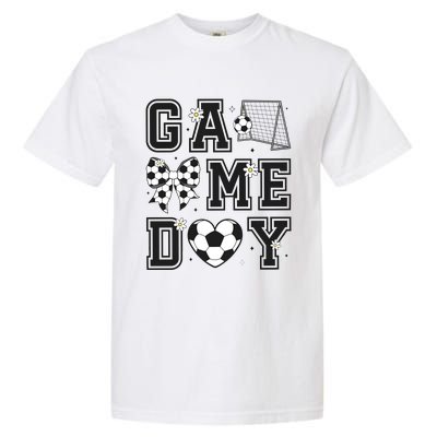 Soccer Game Day Coquette Bow Garment-Dyed Heavyweight T-Shirt