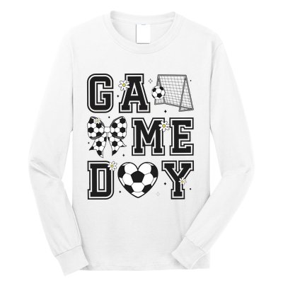 Soccer Game Day Coquette Bow Long Sleeve Shirt