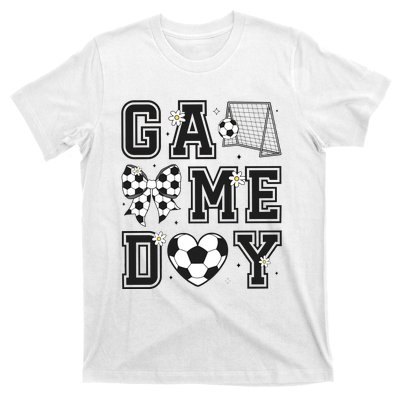 Soccer Game Day Coquette Bow T-Shirt