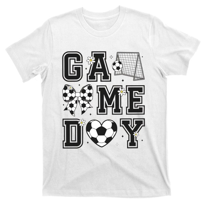 Soccer Game Day Coquette Bow T-Shirt