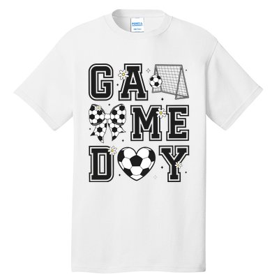 Soccer Game Day Coquette Bow Tall T-Shirt