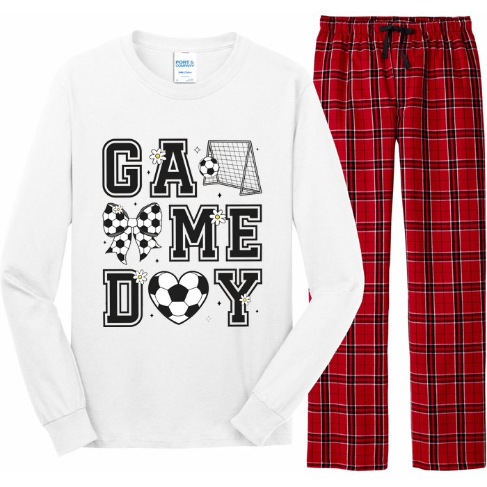 Soccer Game Day Coquette Bow Long Sleeve Pajama Set