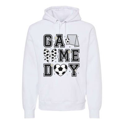 Soccer Game Day Coquette Bow Premium Hoodie