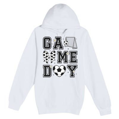 Soccer Game Day Coquette Bow Premium Pullover Hoodie