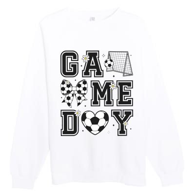 Soccer Game Day Coquette Bow Premium Crewneck Sweatshirt