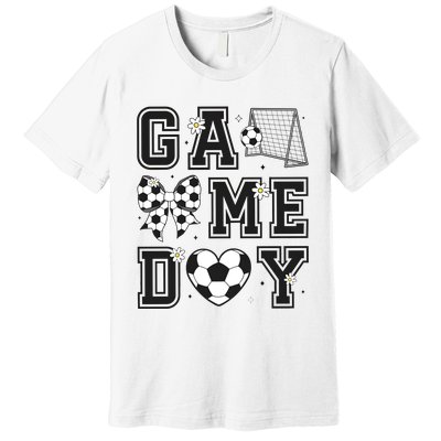 Soccer Game Day Coquette Bow Premium T-Shirt