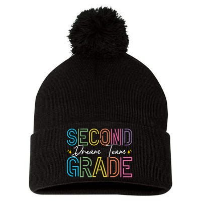 Second Grade Dream Team Teacher Student Back To School Pom Pom 12in Knit Beanie