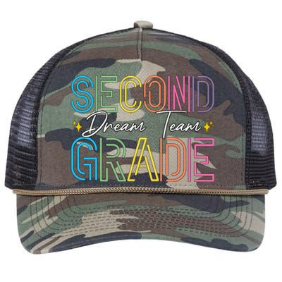 Second Grade Dream Team Teacher Student Back To School Retro Rope Trucker Hat Cap