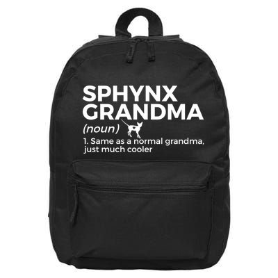 Sphynx Grandma Definition Funny Sphynx Cat 16 in Basic Backpack
