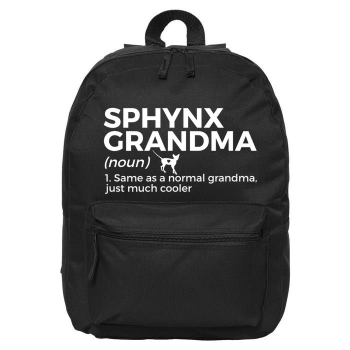 Sphynx Grandma Definition Funny Sphynx Cat 16 in Basic Backpack
