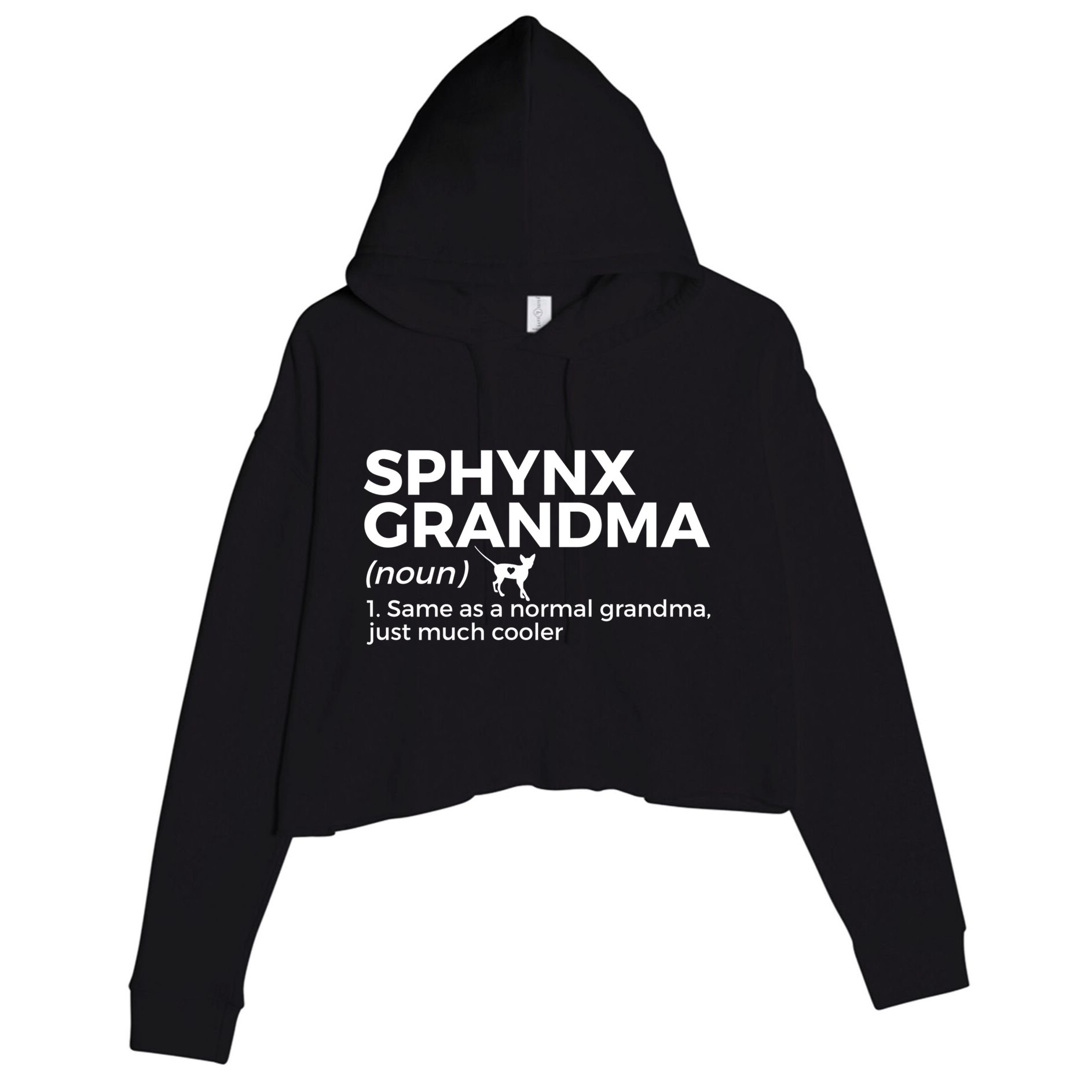 Sphynx Grandma Definition Funny Sphynx Cat Crop Fleece Hoodie