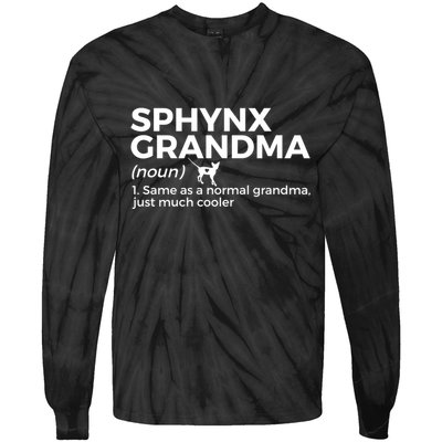 Sphynx Grandma Definition Funny Sphynx Cat Tie-Dye Long Sleeve Shirt