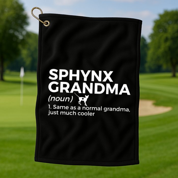 Sphynx Grandma Definition Funny Sphynx Cat Golf Towel