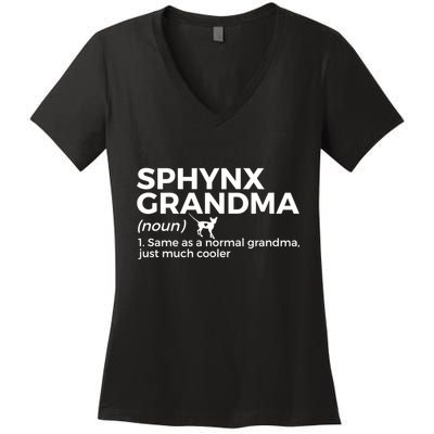 Sphynx Grandma Definition Funny Sphynx Cat Women's V-Neck T-Shirt