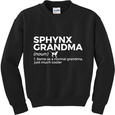 Sphynx Grandma Definition Funny Sphynx Cat Kids Sweatshirt