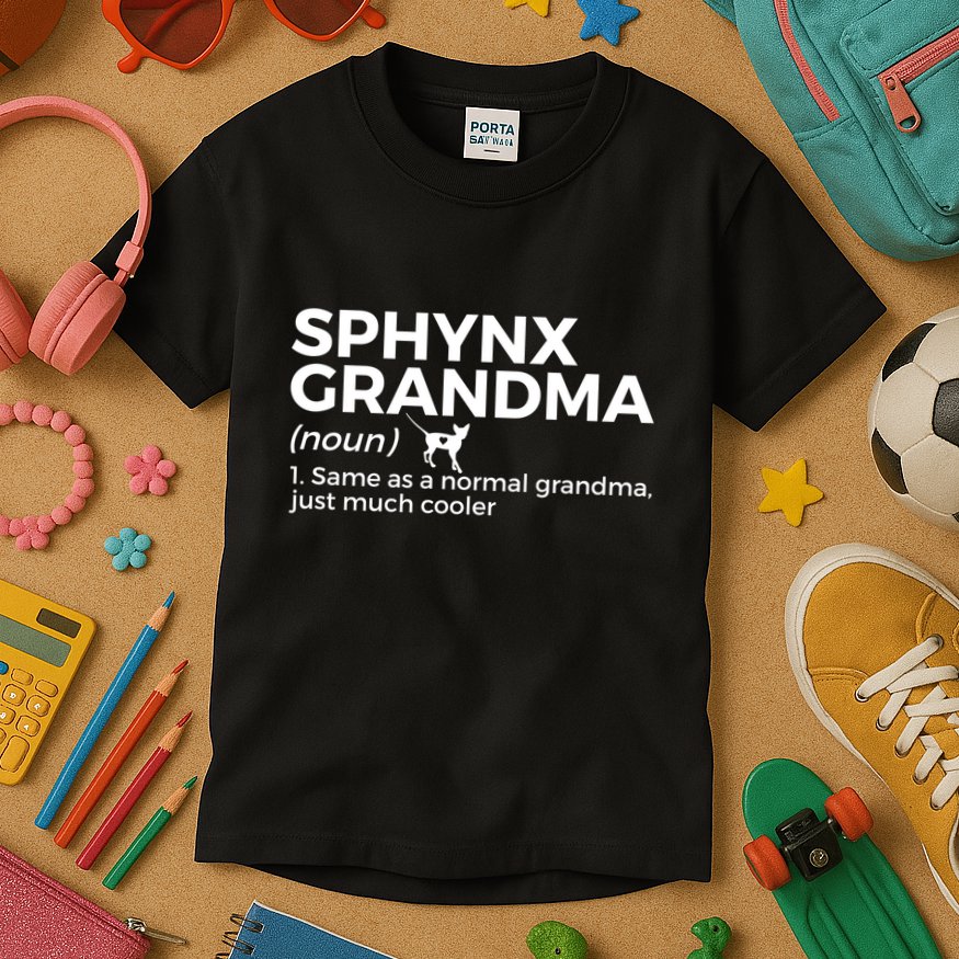 Sphynx Grandma Definition Funny Sphynx Cat Kids T-Shirt