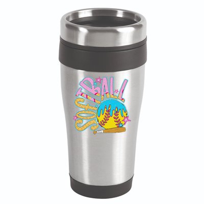 Softball Game Day Drip Ice Cream Drip Softball 16oz Travel Tumbler