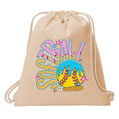 Softball Game Day Drip Ice Cream Drip Softball Drawstring Bag
