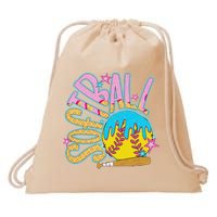 Softball Game Day Drip Ice Cream Drip Softball Drawstring Bag