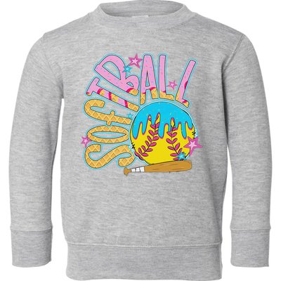 Softball Game Day Drip Ice Cream Drip Softball Toddler Sweatshirt